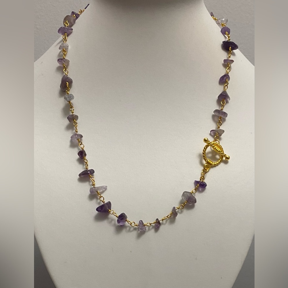 NEW Genuine Amethyst crystal chip necklace